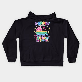 Funny Happy Poppin my way trough 100 Days Of School Kids Hoodie